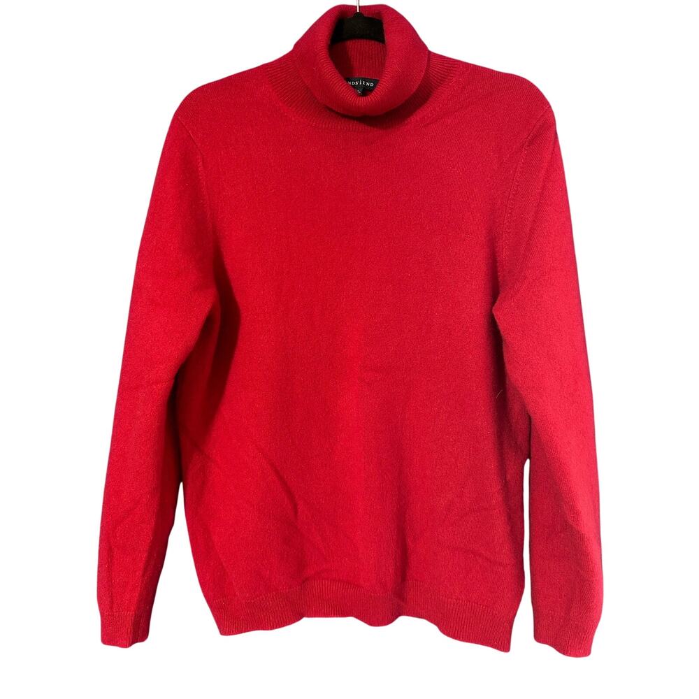 Lands End Women's sz L 100% Cashmere Turtleneck Sweater